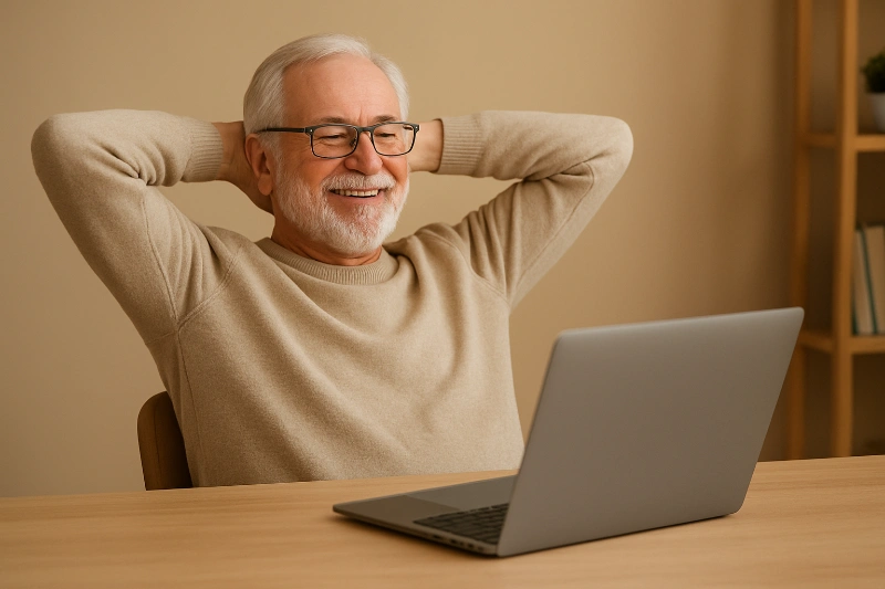 elégedett öreg úr